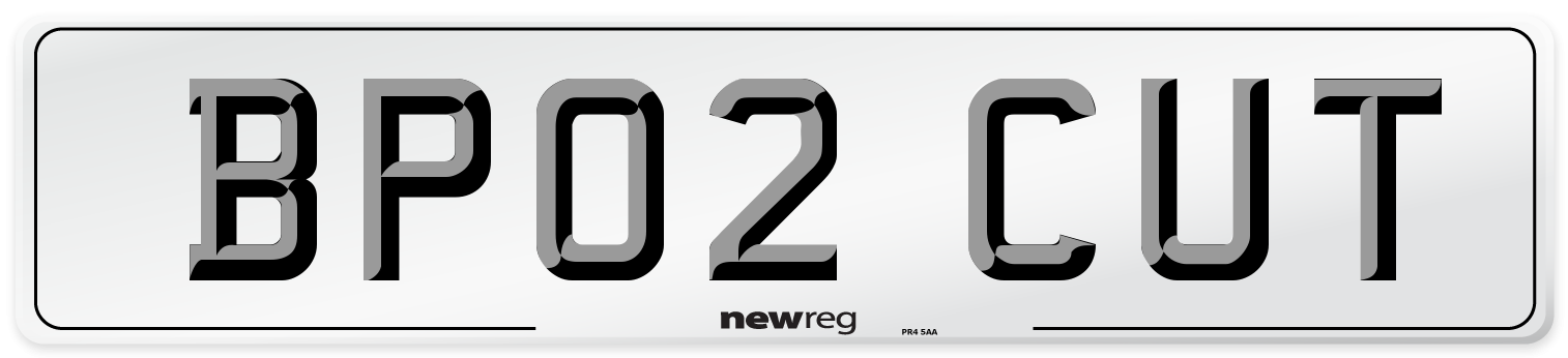 BP02 CUT Number Plate from New Reg